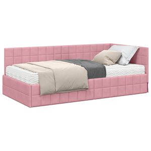 vidaXL Rohov&yacute; r&aacute;m postele s matracom 2 ks Ružov&aacute; 90 x 190 cm Zamat