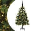 vidaXL Umel&yacute; vianočn&yacute; stromček s pni&scaron;kami Zelen&aacute; 120 cm PVC a PE a kov