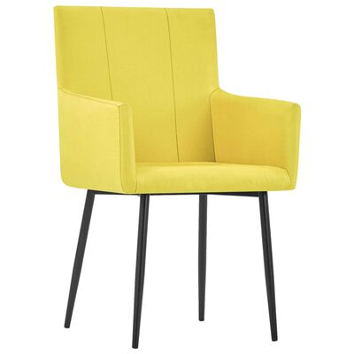 vidaXL Jedálenské stoličky s opierkami 6 ks, žlté, látka