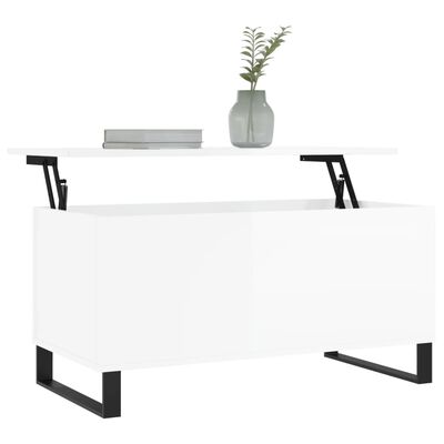 vidaXL Konferenčný stolík lesklý biely 90x44,5x45 cm spracované drevo