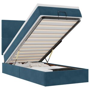 vidaXL Osmansk&yacute; r&aacute;m postele s matracmi tmavomodr&aacute; 90x190 cm zamat