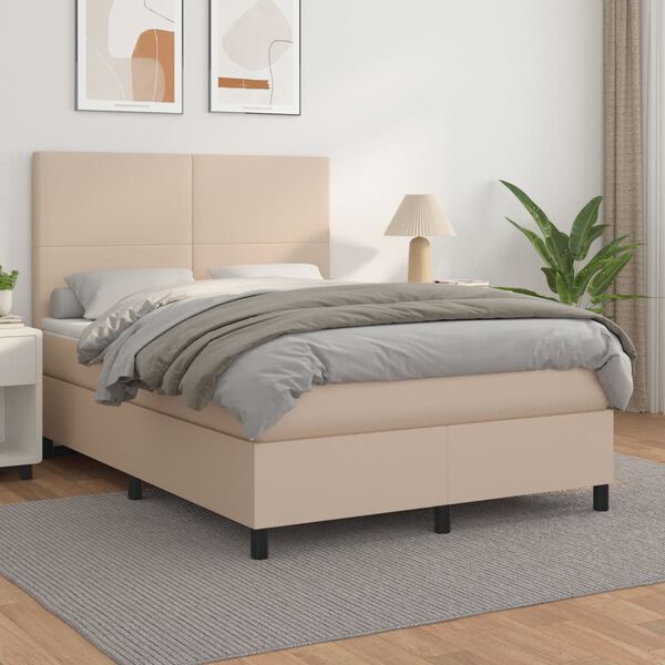 vidaXL Boxspring posteľ s matracom kapuč&iacute;nov&aacute; 140x200 cm umel&aacute; koža