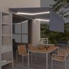 vidaXL Ručne zaťahovacia mark&iacute;za s tienidlom a LED 4,5x3 m modro-biela
