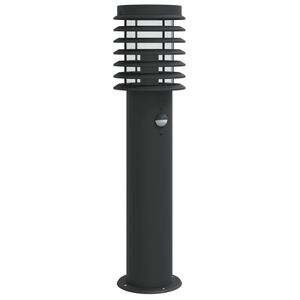 vidaXL Vonkaj&scaron;ia stojaca lampa senzor čierna 60 cm nehrdzavej&uacute;ca oceľ