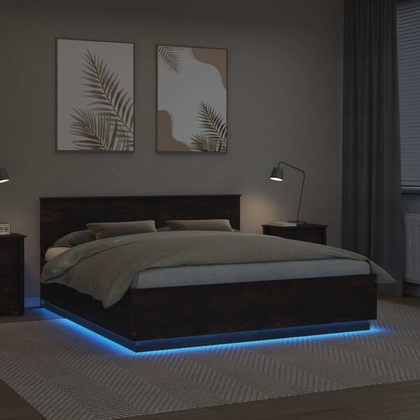 vidaXL R&aacute;m postele Dymov&aacute; dub 200 x 200 cm Kompozitn&eacute; drevo