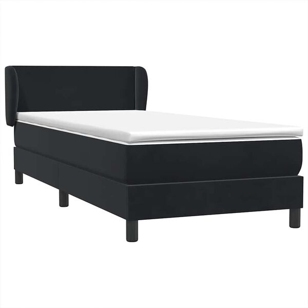 vidaXL Posteľn&yacute; r&aacute;m boxspring s matracom čierny 90x210 cm zamat