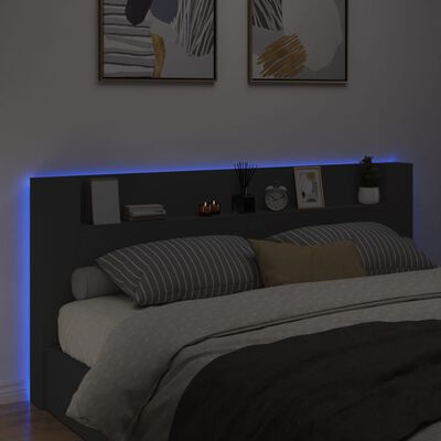 vidaXL Skrinka na čelo postele s LED čierna 220x16,5x103,5 cm