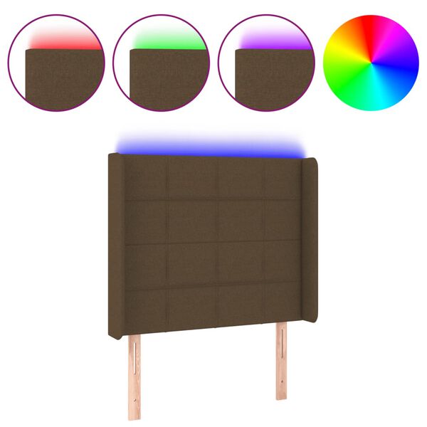 vidaXL Čelo postele s LED tmavohend&eacute; 93x16x118/128 cm l&aacute;tka