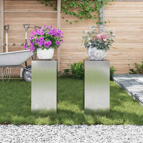 vidaXL Stojan na rastliny 2 pcs Strieborná 24 x 24 x 55 cm