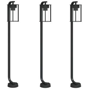 vidaXL Vonkaj&scaron;ie stojace lampy 3 ks čierne 100 cm nehrdzavej&uacute;ca oceľ