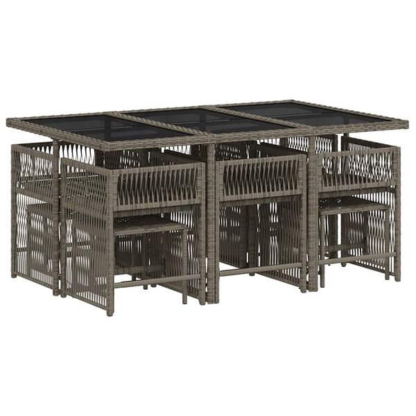 vidaXL 11-dielna z&aacute;hradn&aacute; jed&aacute;lensk&aacute; s&uacute;prava s vank&uacute;&scaron;mi siv&aacute; polyratan