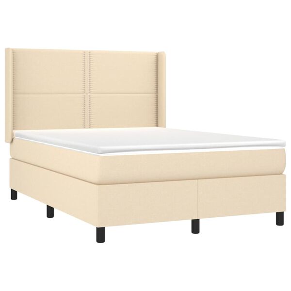 vidaXL Posteľn&yacute; r&aacute;m boxspring s matracom kr&eacute;mov&yacute; 140x200 cm l&aacute;tka