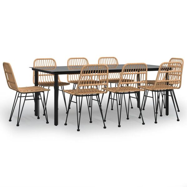 vidaXL 9-dielna záhradná jedálenská súprava polyratan