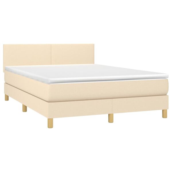 vidaXL Boxspring posteľ s matracom kr&eacute;mov&yacute; 140x190 cm l&aacute;tka