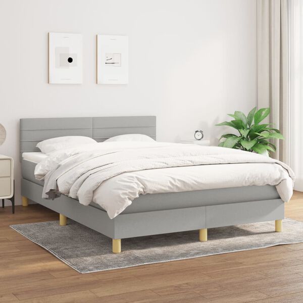 vidaXL Boxspring posteľ s matracom bledosiv&yacute; 140x190 cm l&aacute;tka