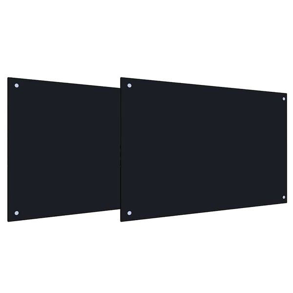 vidaXL Kuchynsk&yacute; backsplash 2 pcs Čierna 90 x 50 cm tvrden&eacute; sklo