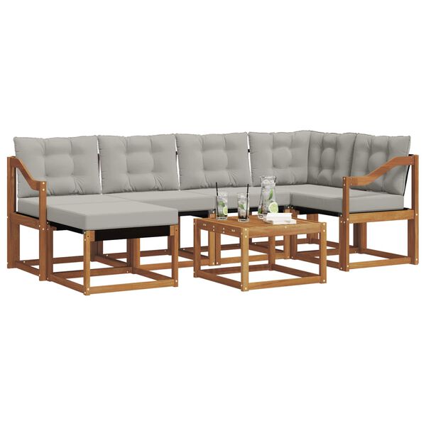 vidaXL Z&aacute;hradn&aacute; s&uacute;prava gaučov s vank&uacute;&scaron;om 7 pcs Pr&iacute;rodn&aacute; a svetlosiv&aacute;