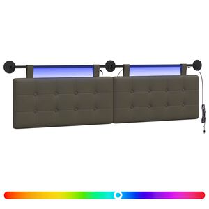 vidaXL Z&aacute;vesn&eacute; čelo postele S LED svetlom Siv&aacute; Umel&aacute; koža