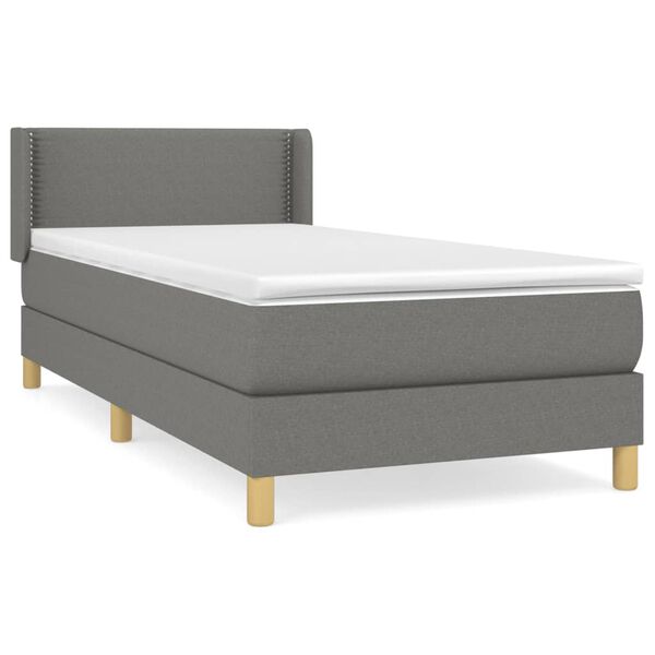 vidaXL Boxspring posteľ s matracom tmavosiv&aacute; 100x200 cm l&aacute;tka