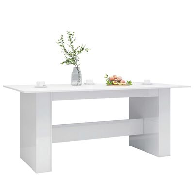 vidaXL Jedálenský stôl lesklý biely 180x90x76 cm drevotrieska
