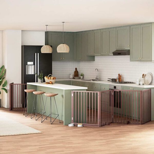 vidaXL Br&aacute;na pre psa s dvere sklad. 12pan. hned&aacute; 960 cm topoľov&eacute; drevo