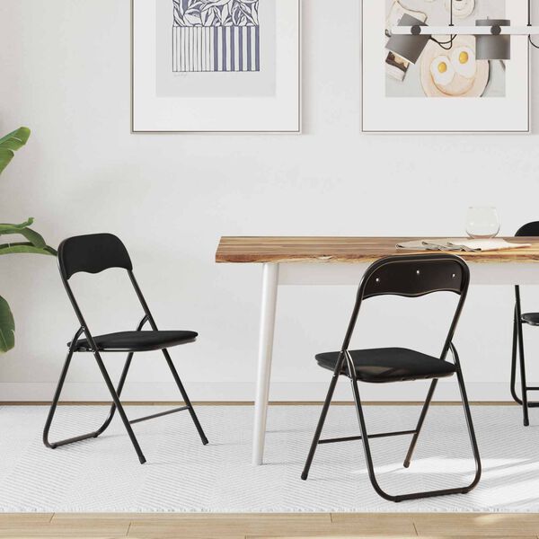 vidaXL Skladacia stolička 2 pcs Čierny 48 x 44 x 78 cm Zamat