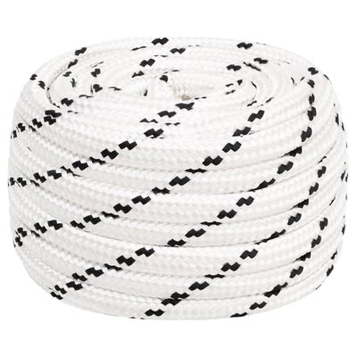 vidaXL Pletené lodné lano biele 16 mm x 50 m polyester