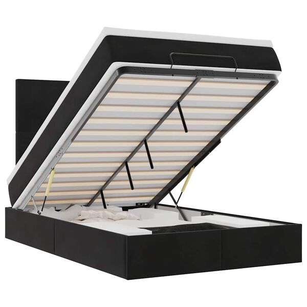 vidaXL Osmanská posteľ s matracmi Čierna 120x200cm Zamat