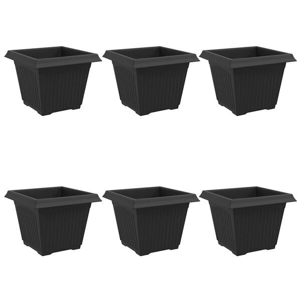vidaXL &Scaron;tvorcov&yacute; črepn&iacute;k na kvety 6 pcs Čierna 28,5 x 28,5 x 22 cm