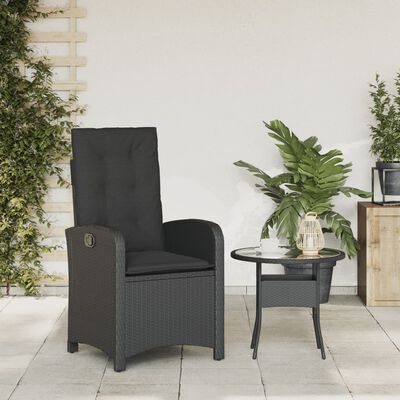 vidaXL Sklápacia záhradná stolička s vankúšmi čierna polyratan