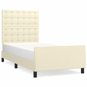 vidaXL Posteľn&yacute; r&aacute;m s čelom kr&eacute;mov&yacute; 80x200 cm umel&aacute; koža