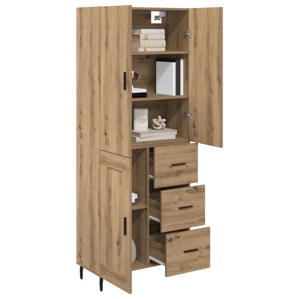vidaXL Highboard 2 pcs Remeseln&yacute; dub Drevovl&aacute;knit&aacute; doska a sklo