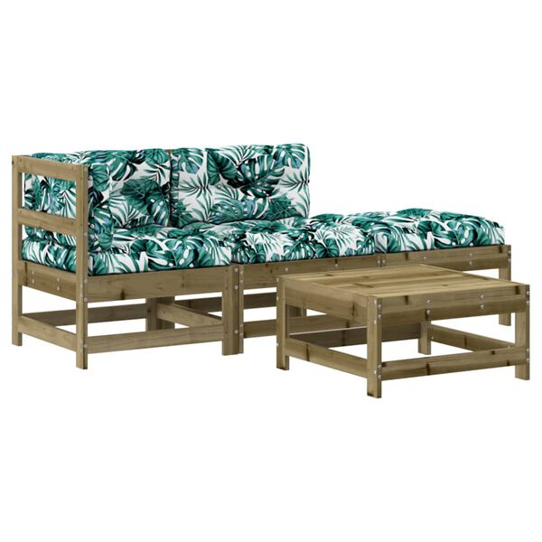 vidaXL 4-dielna z&aacute;hradn&aacute; sedacia s&uacute;prava s vank&uacute;&scaron;mi impreg. borovica