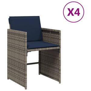 vidaXL Z&aacute;hradn&eacute; stoličky s vank&uacute;&scaron;mi 4 ks siv&eacute; polyratanov&eacute;