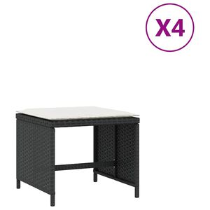 vidaXL Z&aacute;hradn&eacute; taburetky s vank&uacute;&scaron;mi 4 ks čierne 41x41x36 cm polyratan