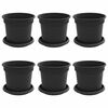 vidaXL Kvetin&aacute;če 6 pcs Čierna &Oslash; 15 x 12 cm Plast