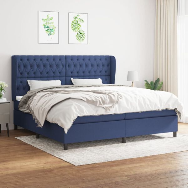 vidaXL Boxspring posteľ s matracom modr&aacute; 200x200 cm l&aacute;tka