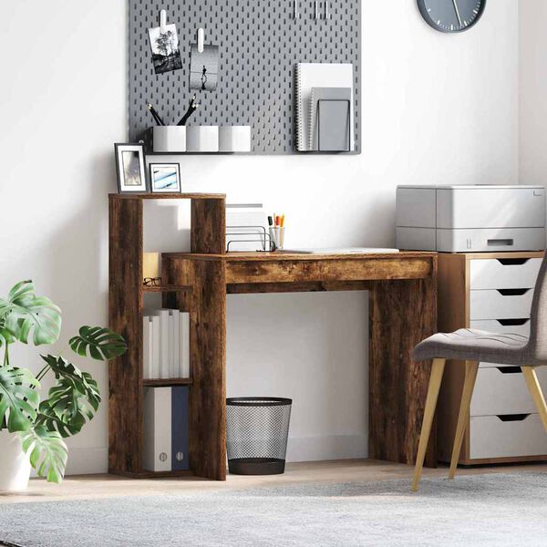 vidaXL Stôl s poličkou Dymová dub 100 x 40 x 90 cm Kompozitné drevo