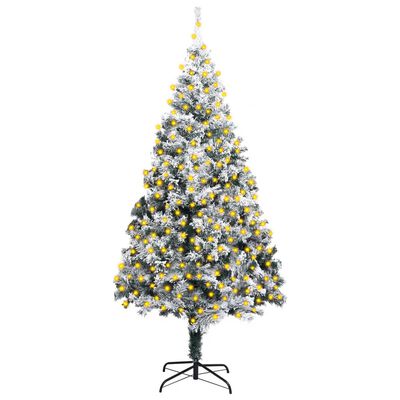 vidaXL Osvetlený umelý vianočný stromček, zasnežený, zelený 300cm, PVC