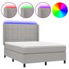 vidaXL Posteľ boxsping s matracom a LED bledosiv&aacute; 140x190 cm l&aacute;tka