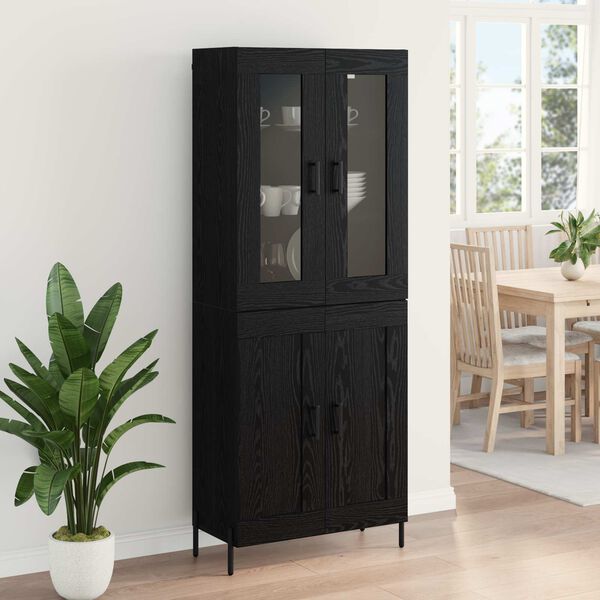 vidaXL Highboard Čierny dub 69,5 x 34 x 180 cm Kompozitné drevo