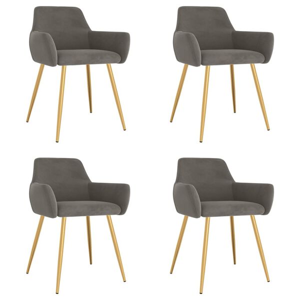 vidaXL Jed&aacute;lensk&eacute; stoličky 4 ks tmavosiv&eacute; zamatov&eacute;