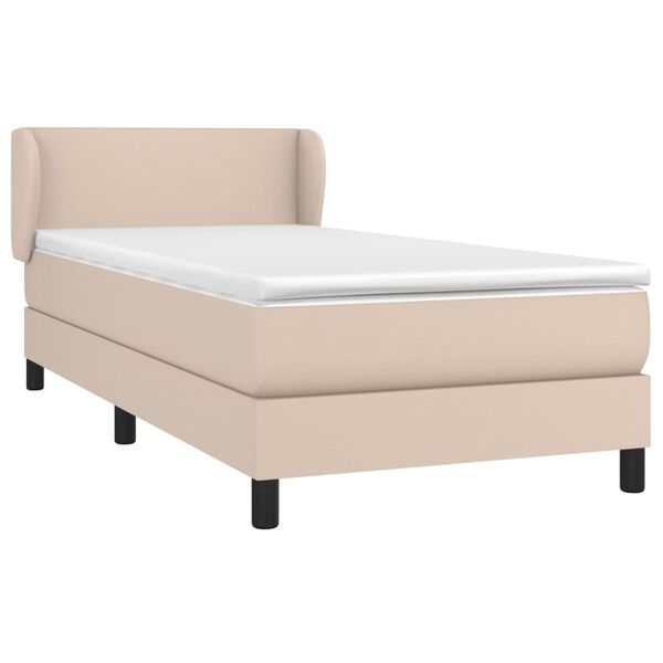 vidaXL Boxspring posteľ s matracom kapuč&iacute;nov&aacute; 90x190 cm umel&aacute; koža