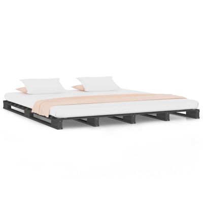 vidaXL Paletová posteľ, sivá 140x190 cm, borovicový masív