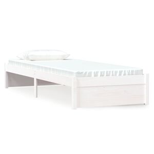vidaXL Posteľn&yacute; r&aacute;m, biely dreven&yacute; mas&iacute;v 75x190cm mal&eacute; jednol&ocirc;žko