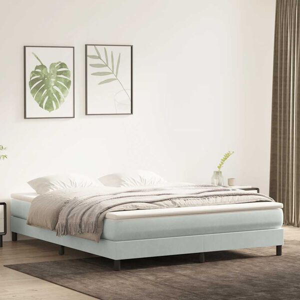 vidaXL Box Spring Posteľ bez matraca Svetlosivá 180x220 cm Zamat
