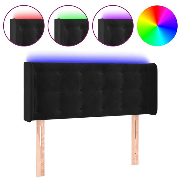 vidaXL Čelo postele s LED čierne 103x16x78/88 cm zamat