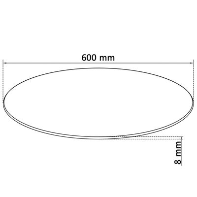 vidaXL Stolová doska z tvrdeného skla, okrúhla, 600 mm