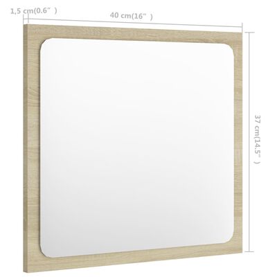 vidaXL Kúpeľňové zrkadlo, dub sonoma 40x1,5x37 cm, kompozitné drevo