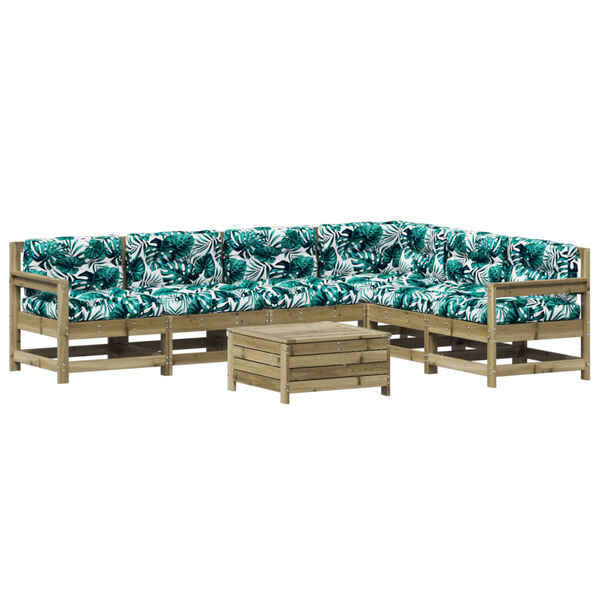 vidaXL 7-dielna z&aacute;hradn&aacute; sedacia s&uacute;prava s vank&uacute;&scaron;mi impreg. borovica